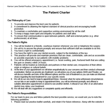 Patient Charter and Failure to Attend Policies